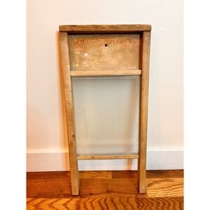 Vintage Victory Glass Washboard Wood Frame Primitive Rustic Farmhouse Decor 18in